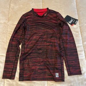 Nike Pro Combat Hyper Warm Geometric Athletic Baseball Long Sleeve Shirt Y-XL